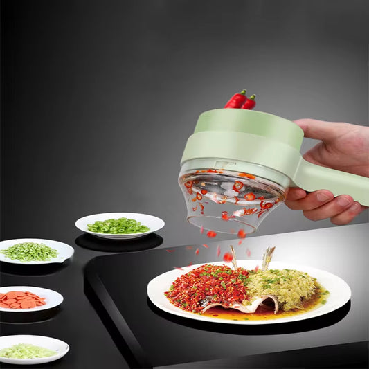 Picadora Eléctrica Inalámbrica 4 En 1 Para Ajo, Verduras Y Carne